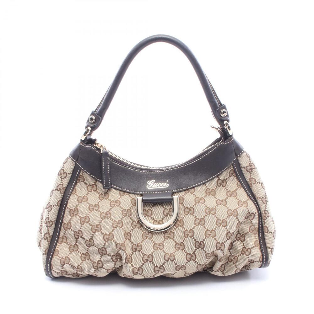 Gucci Abbey GG Canvas Shoulder Bag Leather Beige Brown